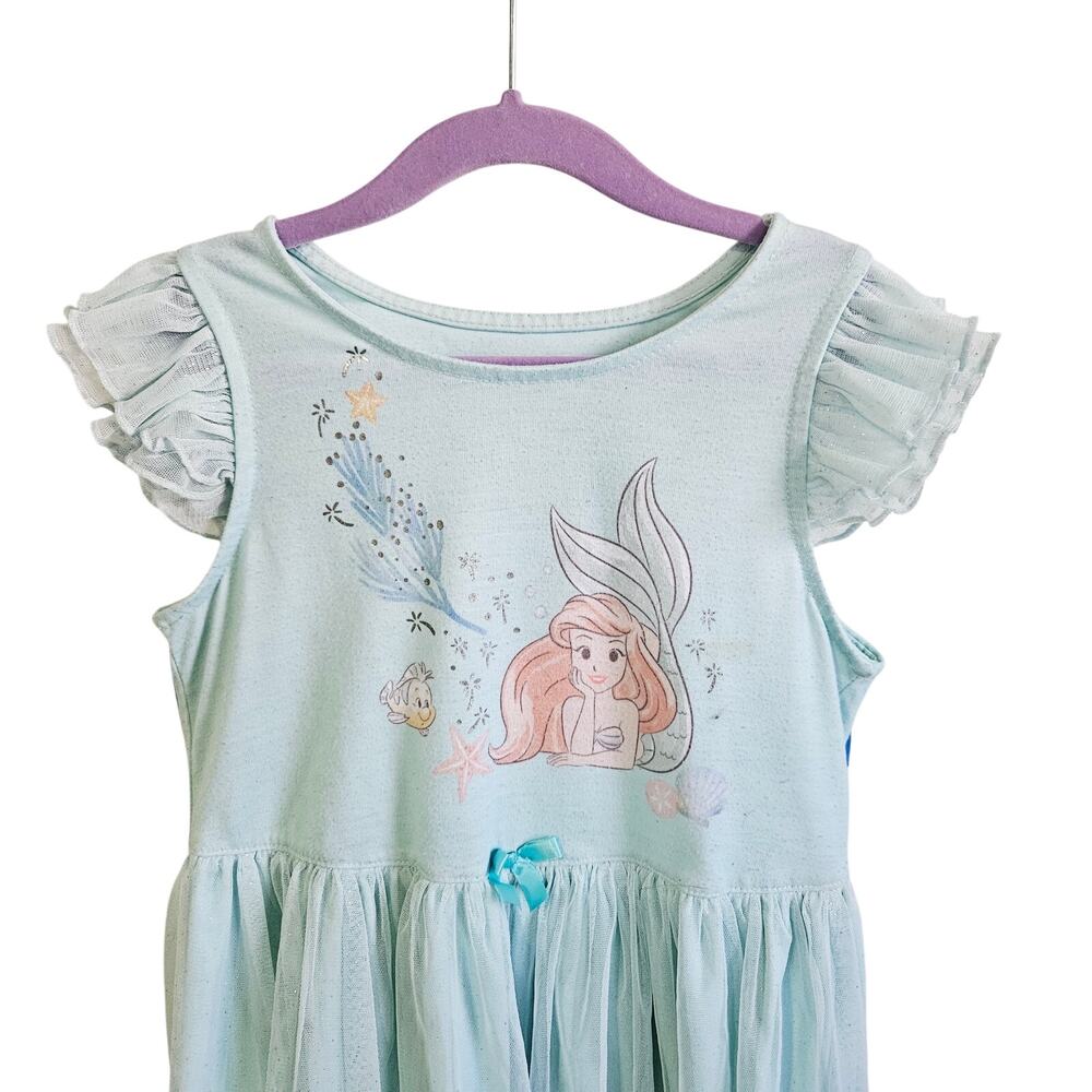 Disney Girls Size 7/8 Pajama Dress Light Blue Ariel Mermaid Princess Nightie - Picture 2 of 6